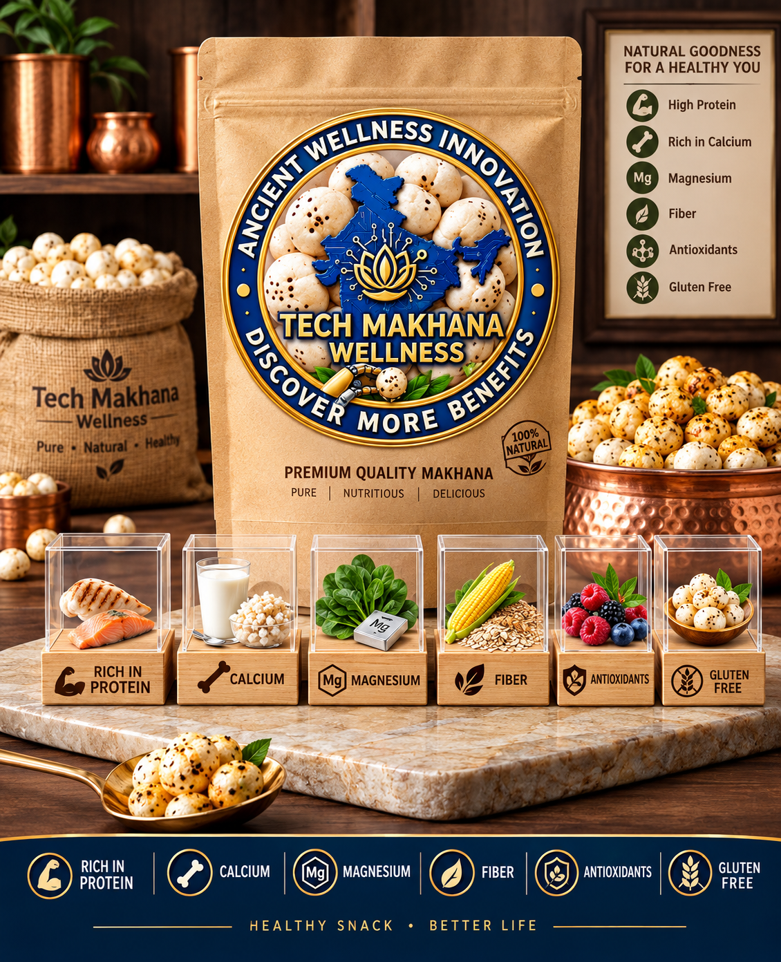 1Kg Pack Makhana–Nutritious Superfood | E-Health Food - Image 1